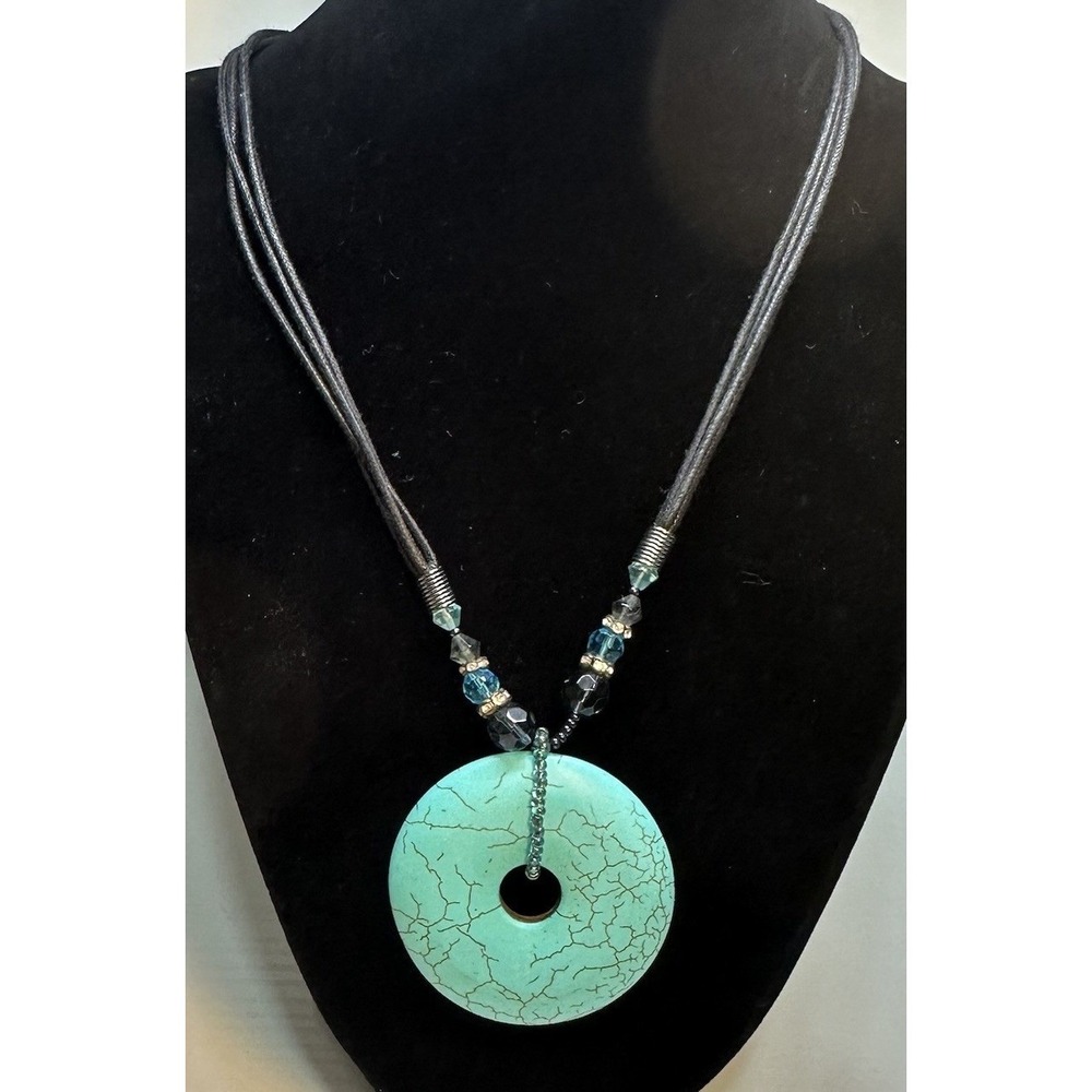 Park Lane Necklace Women's Turquoise Pendant with Black Cord Adjustable